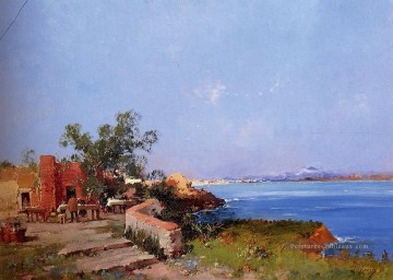  baie Tableaux - Déjeuner sur une terrasse avec vue sur la baie de Naples Eugène Galien Laloue